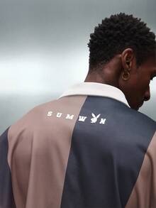 PLAYBOY X SUMWON Quarter Zip Retro Polo Sweatshirt With Collared Neckline And Color Block Design - Multicolor - View 6
