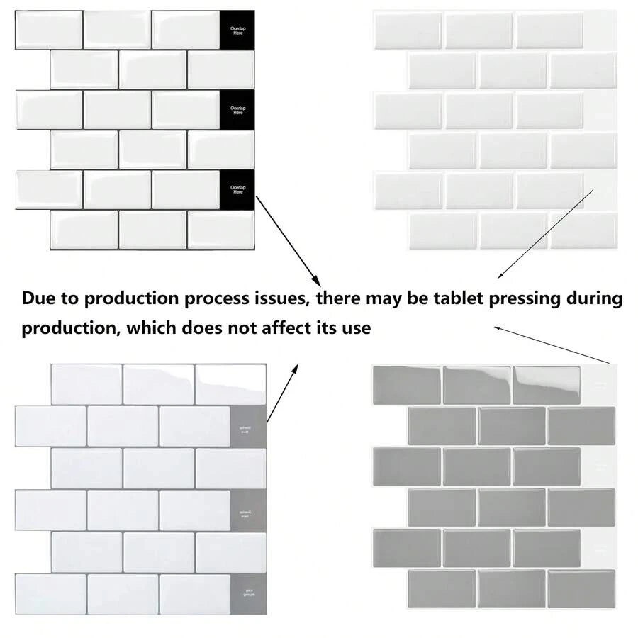 10/20 Sheets Kitchen Backsplash 3D Glossy Subway Peel And Stick Wall Tile Sticker Wallpaper - Multicolor - View 1