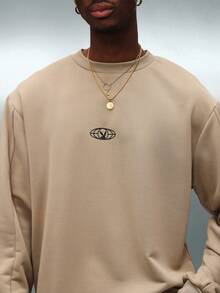 PLAYBOY X SUMWON Crop Fit Long Sleeve Sweatshirt With Research Development Print And 1953 Varsity Numbers - Khaki - View 6