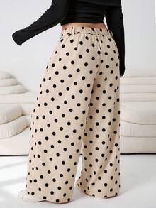 Solflare 2025秋冬季百搭灯芯绒波点印花休闲裤，适合外出、约会、日常休闲、通勤、聚会、居家等场合，时尚都市风，大码尺码可选 - 彩色 - 查看 2