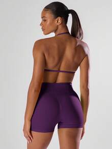 Musera Sport Áo bra thể thao cổ yếm hở lưng, xếp ly, chắc chắn, thích hợp cho các hoạt động thể thao như tập gym, chạy bộ, câu lạc bộ, padel, tennis, pickleball, yoga, pilates, thể dục hàng ngày. - Bold Plum - Xem 2