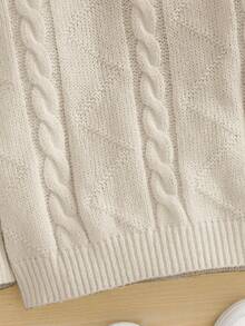 SHEIN 1 件儿童年轻男童休闲舒适纯色百搭宽松高领毛衣，适合秋冬季作为打底衫或外套