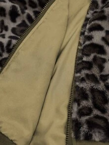 Sweetra Leopard Faux Fur Minimalist Hat & Short Vintage Casual Jacket