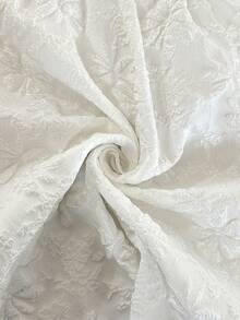 Elaquor Plus Size Solid Color Minimalist V-Neck Tie Front Long Sleeve Dress - White - View 6