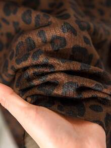 CosyJoli Plus Size Women's Elegant French Leopard Print Romantic Graphic Knitted Casual Sweater Top In Fall/Winter - Brown - View 7