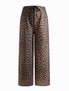 Modmama 2-Pack Maternity Pants For Pregnant Women,Leopard Cheetah Print & Brown,Summer Casual Lounge Comfortable Loose Sweatpants,Knotted Adjustable Bottoms - Multicolor - View 6