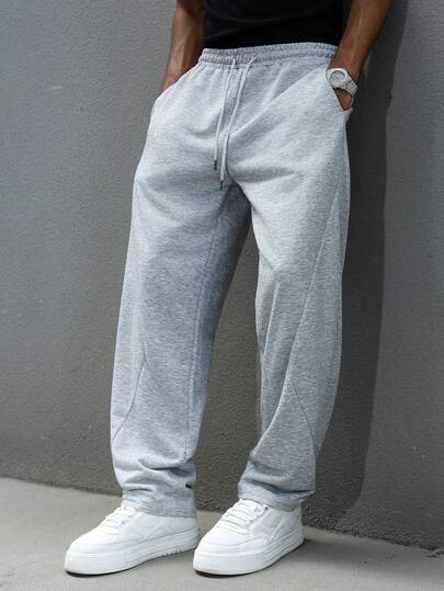 Manfinity Hypemode Men Casual Drawstring Grey Sweatpants, Grey Sweatpants, Pro Club Sweat Pants,Perfect For Christmas And Halloween, An Excellent Gift For Your Boyfriend, Grey Baggy Sweatpants
