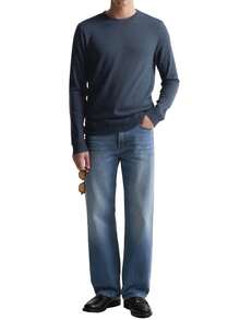 Essential Men's Crew Sweater Navy Blue - Navy - View 3