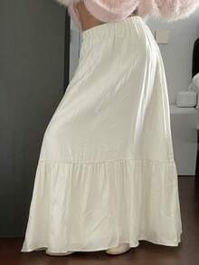 Livesso Falda casual de unicolor para mujer - Blanco - Ver 6