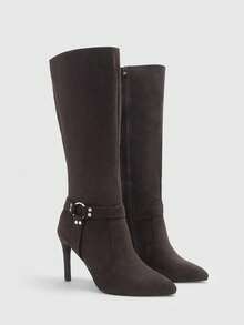 CUCCOO BIZCHIC High-Quality Brown Suede Buckle Commuter Ankle Boots, Pointed Toe Slim Heel Elegant Women's Boots, Fashionable Versatile New Tall Boots, Showcasing Feminine Charm And Elegant - Brown - View 7