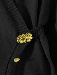 GlowEve CURVE 大码女式金属纽扣休闲长袖针织开衫 - 黑色 - 查看 3