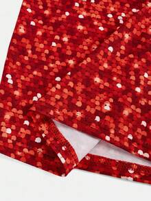 Tween Girls Glittrigt Paljetttryckt Linne med Snug Fit, Avslappnad & Mångsidig För Högtider & Fester - Röd - Visa 5