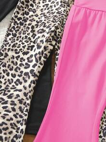 Bộ 3 quần legging dệt kim co giãn màu đen in hoa và da báo dành cho bé gái, thích hợp để mặc nhiều lớp hoặc mặc ở nhà vào mùa thu/đông. - Nhiều màu - Xem 6