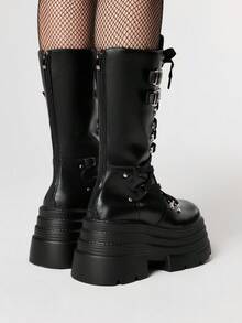 ROMWE Grunge Punk 女式暗黑摇滚朋克哥特靴，万圣节