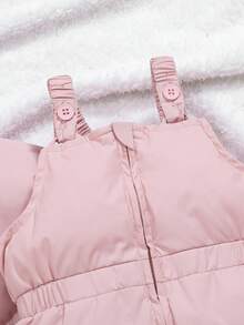 2 件套女婴可爱温暖保暖连帽棉衣和围兜裤套装，秋冬 - 粉色 - 查看 4