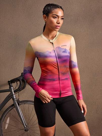 Powerista 女士时尚渐变印花修身骑行服 女式骑行服 骑行服装