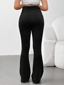 SHEIN Teen Girls Ruched Waist Flare Leg Pants