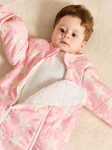 Cozy Pixies 1-Pack Of Thickened, Long-Sleeved Baby Sleeping Bag With Pink Star Print. - Pink - View 5