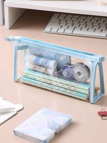 1pc, Cute Cat Shaped Large Capacity Stationery Storage Bag, Travel Makeup Bag, Portable Large Capacity Women's Makeup Bag Storage Bag, Oversized Storage Bag, Student Party Pencil Pencil Pencil Pencil Case - Multicolor - View 12