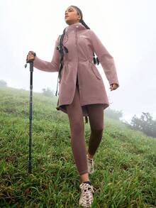 In My Nature Áo khoác có dây rút in chữ cho nữ Áo mưa đi bộ đường dài thường ngày ngoài trời dành cho nữ - Hồng - Xem 9