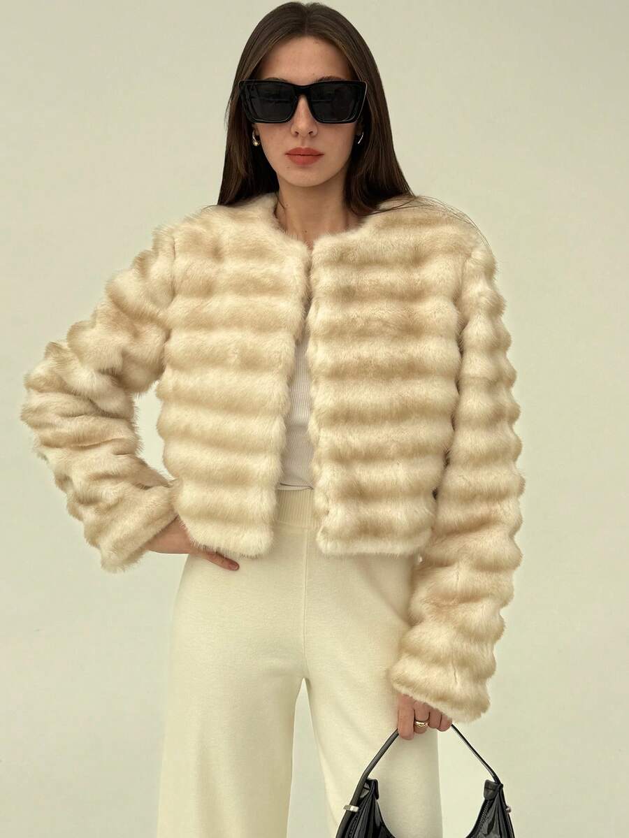 Aloruh Women's Autumn/Winter New Arrival Sweet & Cool Faux Fur Short Jacket, Y2K Style, Multi-Color, Versatile Outerwear