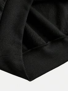 SHEIN Girlism 3 件套青少年女孩秋冬黑色针织连帽衫，心形和脸部印花，黑色图案背心，仿牛仔工装裤