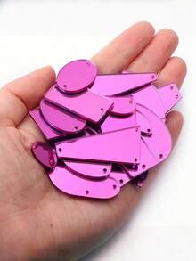 50 piezas de formas aleatorias con doble orificio, espejos acrílicos de colores múltiples para manualidades DIY, accesorios de moda, parches de lentejuelas - Multicolor - Ver 11