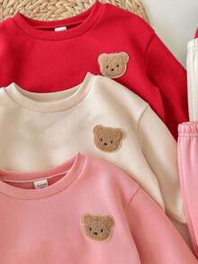 SHEIN Babygirl 可爱卡通图案长袖卫衣套装，秋冬 - 彩色 - 查看 7