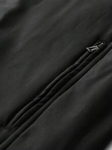 Manfinity Homme 男士加大码保暖长袖休闲字母印花拉链保暖冬装外套 - 黑色 - 查看 4