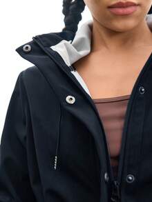 In My Nature 女式纯色长袖连帽雨衣，带口袋，户外徒步女装