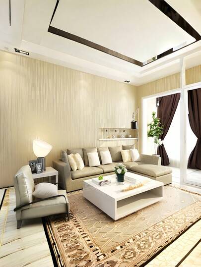 Roll Of Breathable Moderne Minimalist Thickened Non Woven Wallpaper, Stripe, Full Coverage Wallpaper Bedroom Living Room Home ation, Renovation Stickers Peel Wand Panels, Paper, Wallpapers, ation Items Refresh Your Home, Rama view 2