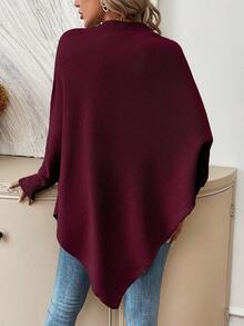 SHEIN LUNE Women's Autumn/Winter Fashion 3D Floral Decor Batwing Sleeve Sweater - Red - View 2