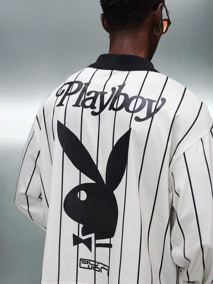 PLAYBOY X SUMWON Polo de manga larga a rayas con logotipo