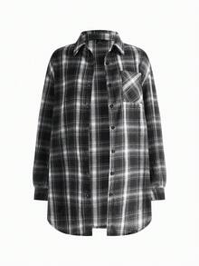 Modmama Set de 2 piezas de maternidad: Mono casual sólido y camisa a cuadros - Multicolor - Ver 4