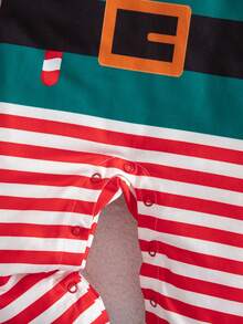 Baby Boy Cute Casual Knitted Striped Long Sleeve Jumpsuit With Hat - Green - View 9