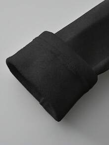 SHEIN BASICS 女士休闲纯色针织圆领长袖修身T恤，升级保暖面料，保暖内衬轻薄不臃肿，秋冬季修身弹力打底衫T恤 - 深灰色 - 查看 7
