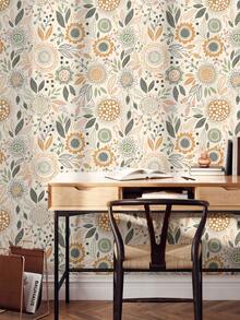 17.7 英寸 * 6.5/9.8 英尺 * 1 件简约波西米亚花卉可撕可贴树叶壁纸，防水可移除，墙贴，家居装饰，墙壁艺术，墙壁装饰，房间装饰，翻新贴纸可撕墙板，墙纸，壁纸，春季装饰品让您的家焕然一新，拉玛装饰贴纸