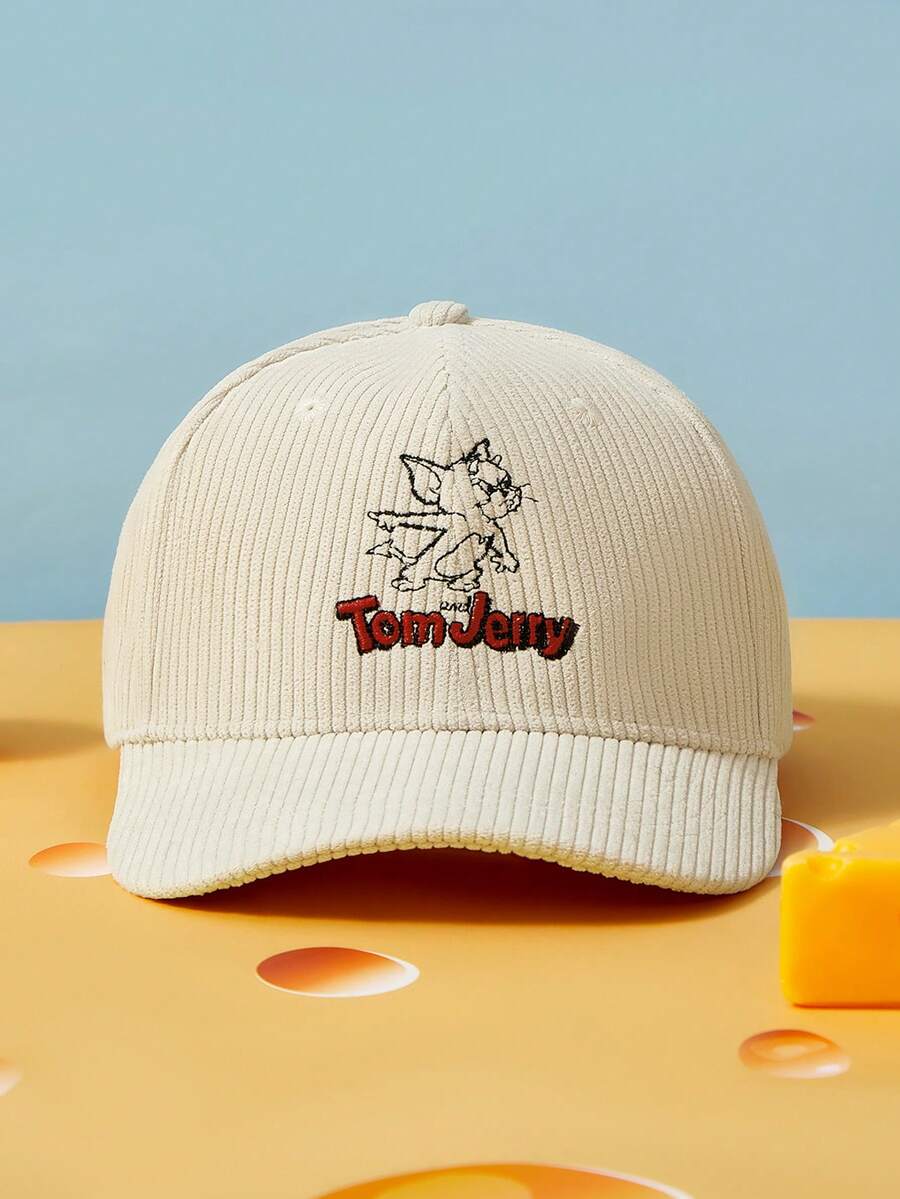 TOM & JERRY X SHEIN Women's Letter & Cartoon Embroidered Fashionable Cute Baseball Cap