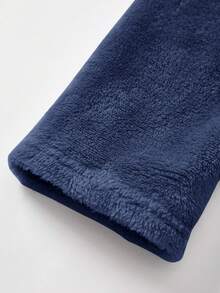 SHEIN Tween Boys' Casual Everyday Comfortable Loose Fit Turndown Collar Open Front Long Robe, Flannel Fabric Mid-Length Loungewear Boys Bathrobe Kids Bathrobe Kids Robes Boys Dark Blue Bathrobe Hooded Bathrobe Kids - Navy Blue - View 8