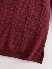 Elladie kids 青少年女孩勃艮第红色纹理面料简约长袖圆领圣诞派对连衣裙 - 酒紅色 - 查看 7