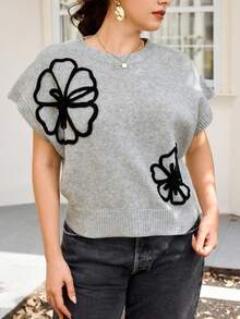 CosyJoli Plus Size Women Floral Design Batwing Short Sleeve Casual Top For Summer