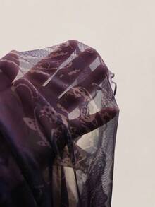 SHEIN ICON Camiseta de mujer con estampado de paisley bohemio para vacaciones, bajo asimétrico, mangas acampanadas, vintage Y2K, otoño