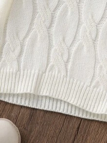 Bébé Filles Couleur Unie Style Vintage Manches Longues Pull Tricoté Col Roulé, Cou Chaud, Décontracté et Confortable, Convient pour la Maison, les Sorties, les Vacances, Noël, Halloween, les Fêtes du Nouvel An, Automne/Hiver