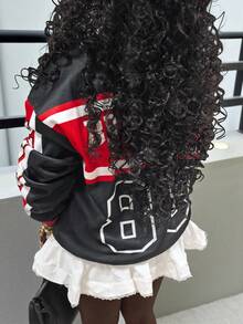 Rovax Women's Standard Size Colorblock Creative Pattern Casual Crew Neck Sweatshirt