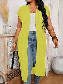 EMERY ROSE Große Größen Lässig einfarbiger Hohlstrick Strickjacke