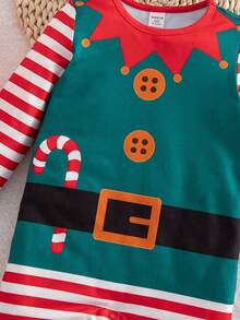 Baby Boy Cute Casual Knitted Striped Long Sleeve Jumpsuit With Hat - Green - View 7