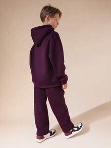 SUMWON 男童连帽衫和阔腿慢跑裤套装 Hood Vacation - 紫色 - 查看 3