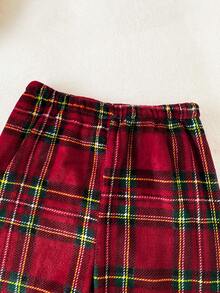 2025新款圣诞女童儿童法兰绒加厚套头休闲睡衣套装秋冬家居服 - 酒紅色 - 查看 8