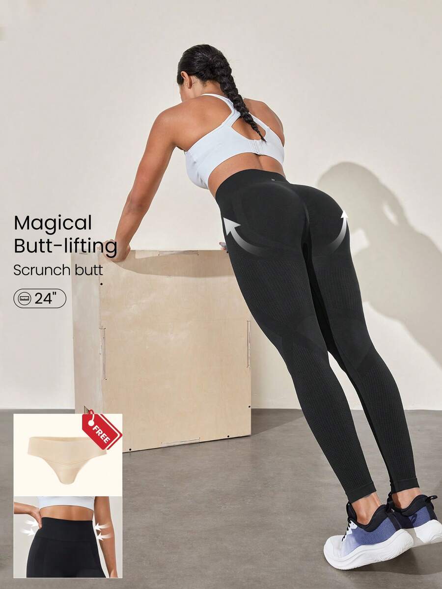 GLOWMODE 24" nahtlose Leggings mit hoher Taille und Perforationen, mittlere Belastung, Fitnessstudio, Workout, Herbst Winter