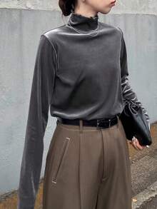 FRIFUL 女式网眼透明高领衬衫，夏季穿着